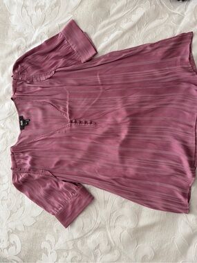 PAIGE Mauve V-Neck Button Detail Blouse